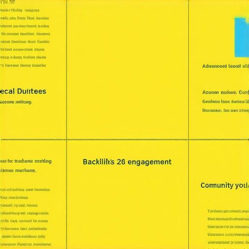 Infographic illustrating advanced local SEO strategies including backlinks, schema markup, and community involvement.