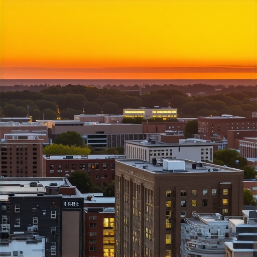 A scenic view of Durham with prominent landmarks, representing local community engagement.