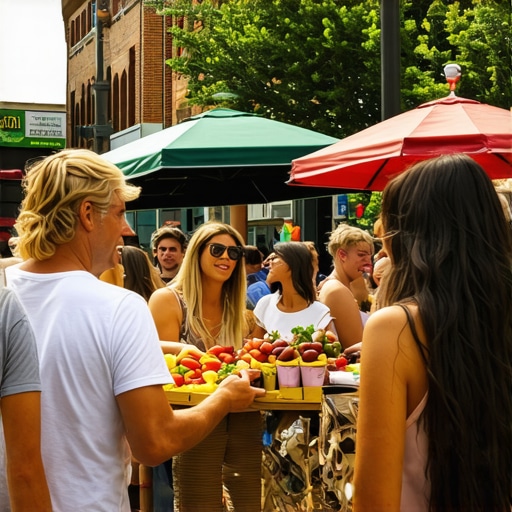 Local Durham street scene highlighting community interaction and small businesses