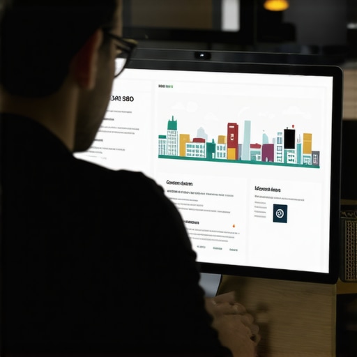 Analyzing Local SEO Data for Durham Person reviewing local SEO analytics with Durham landmarks in background.