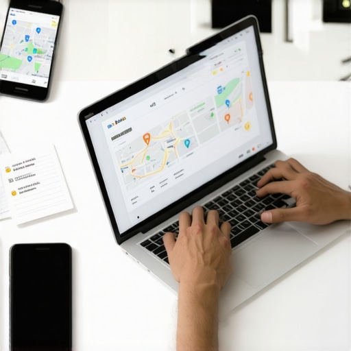 Individual managing local SEO efforts for Durham business using laptop and SEO software.