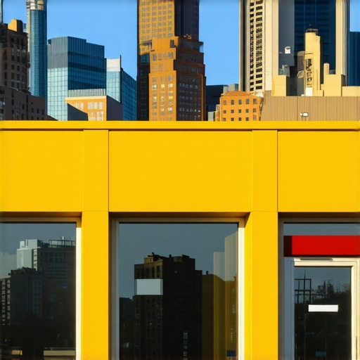 A vibrant storefront representing a local business in Durham with city skyline in background.