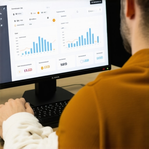 A technician analyzing local SEO analytics on a computer, focusing on citation tracking and Google Maps performance.