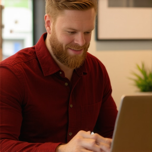 Business owner updating Google My Business listing on a laptop in Durham