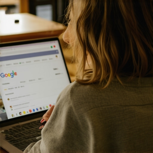 Durham coffee shop owner working on Google My Business profile on laptop.
