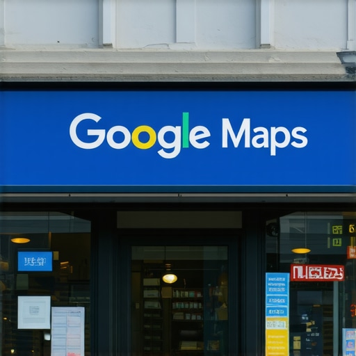 A vibrant storefront in Durham with a Google Maps marker sign