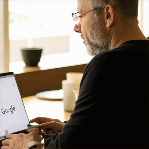 Business owner optimizing Google My Business profile on laptop in Durham, North Carolina.