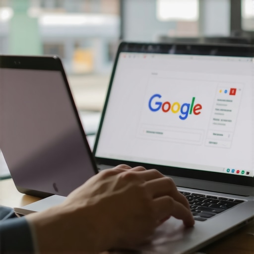 Person working on Google My Business listing with Durham city view on screen.