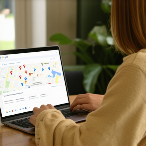 Optimizing Google My Business in Durham Business owner managing Google My Business profile on laptop in Durham