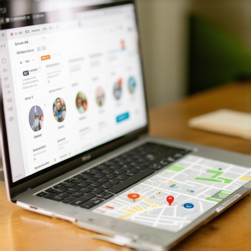 Durham business owner working on Google My Business profile with laptop