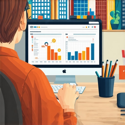 Understanding Durham Local SEO Nuances Business owner reviewing SEO analytics with Durham landmarks in the background.