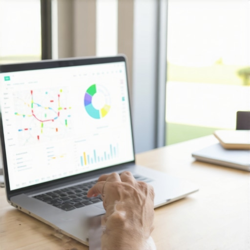 A Durham business owner analyzing local SEO data on a laptop with maps and charts