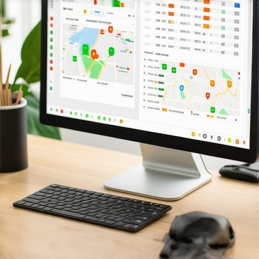 A person working on local SEO analytics on a computer with maps displayed