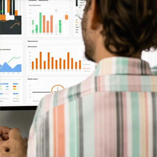 Close-up of a person analyzing local SEO stats on a computer screen with Durham branding