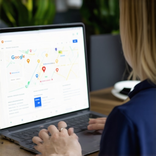 Optimizing Local SEO in Durham Business owner working on Google My Business profile for Durham shop.