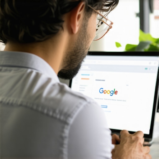 Business owner updating Google My Business profile on a computer for local SEO in Durham.